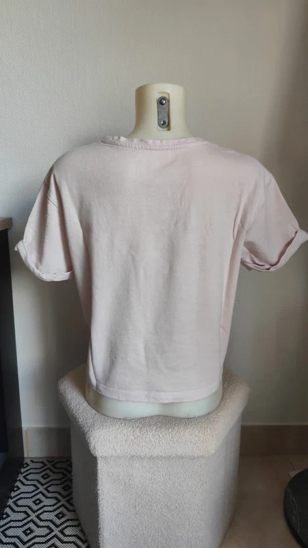 Lichtroze basic casual korte mouw t-shirt / crop top maat 38 - Mango – photo 4